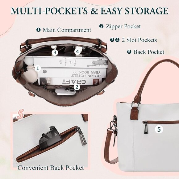 VONXURY Hobo Bag for Women, Faux Leather Shoulder Purse with Adjustable Strap - Picture 6 of 7